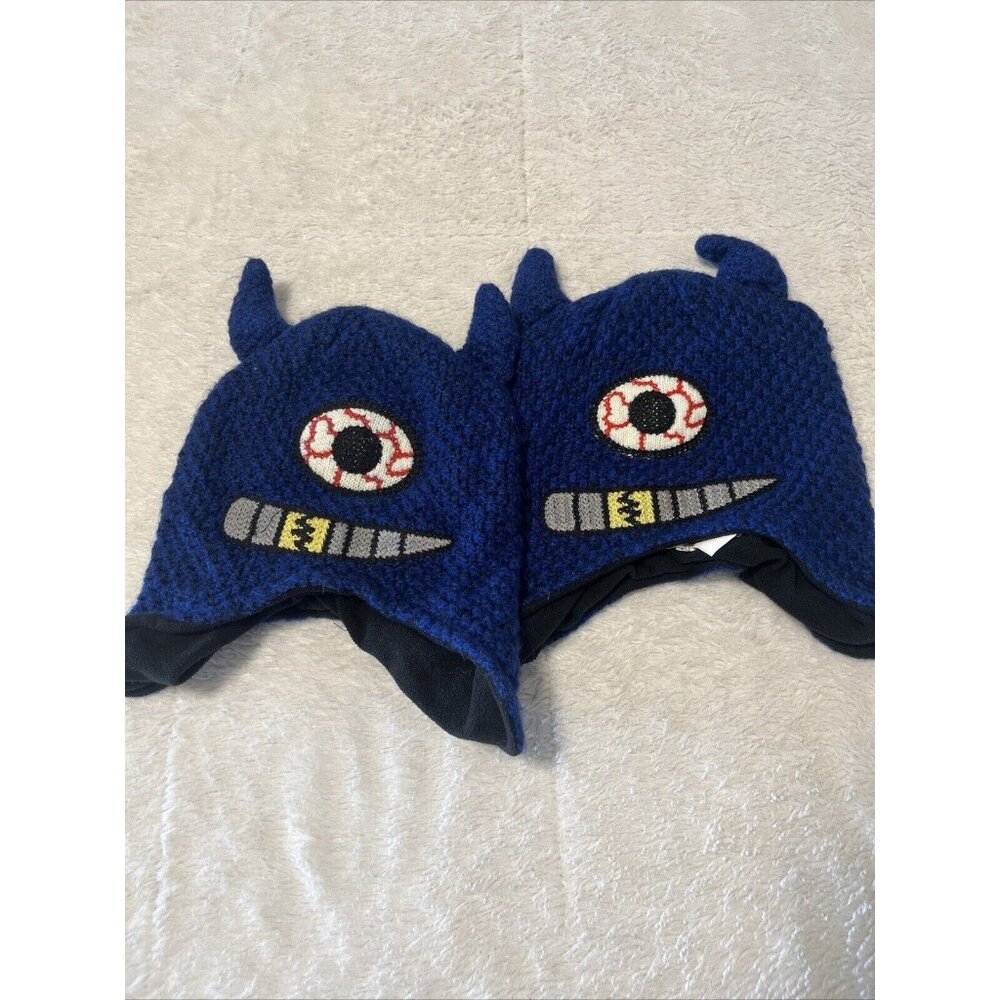 Lot Of 2 Place Est. 1989 Beanie Hat Cyclops One Eyed Monster with Horns L/XL 8+